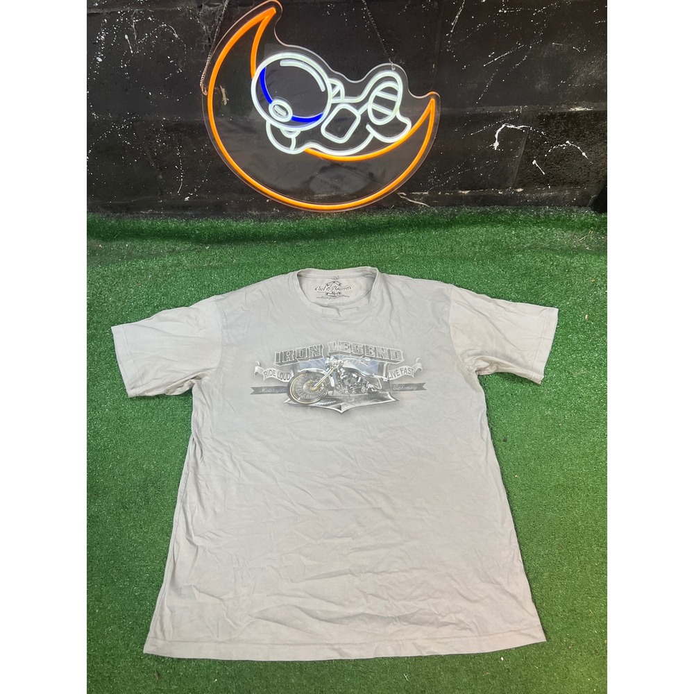 Iron Legend‎ Motorcycle Graphic T Shirt Ride Loud Live Fast Biker Tee Gray XL
